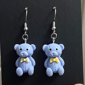 Blue Teddy Bear Earrings
